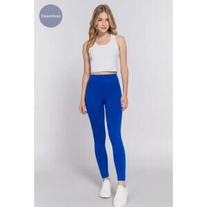 Active USA - Royal Blue Inner Brushed Seamless Leggings - One Size